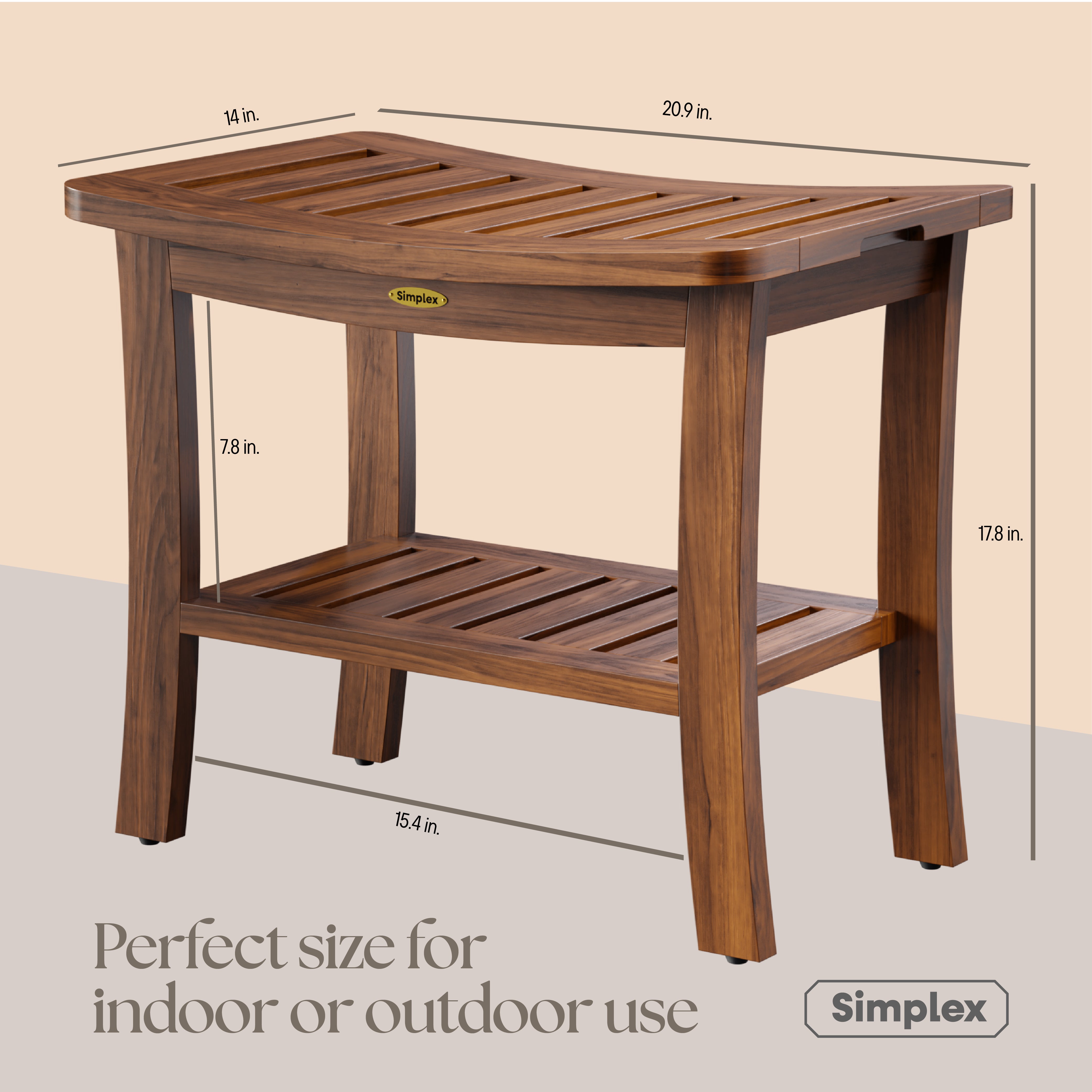 Teak Shower Bench, Fully Assembled Shower Stool