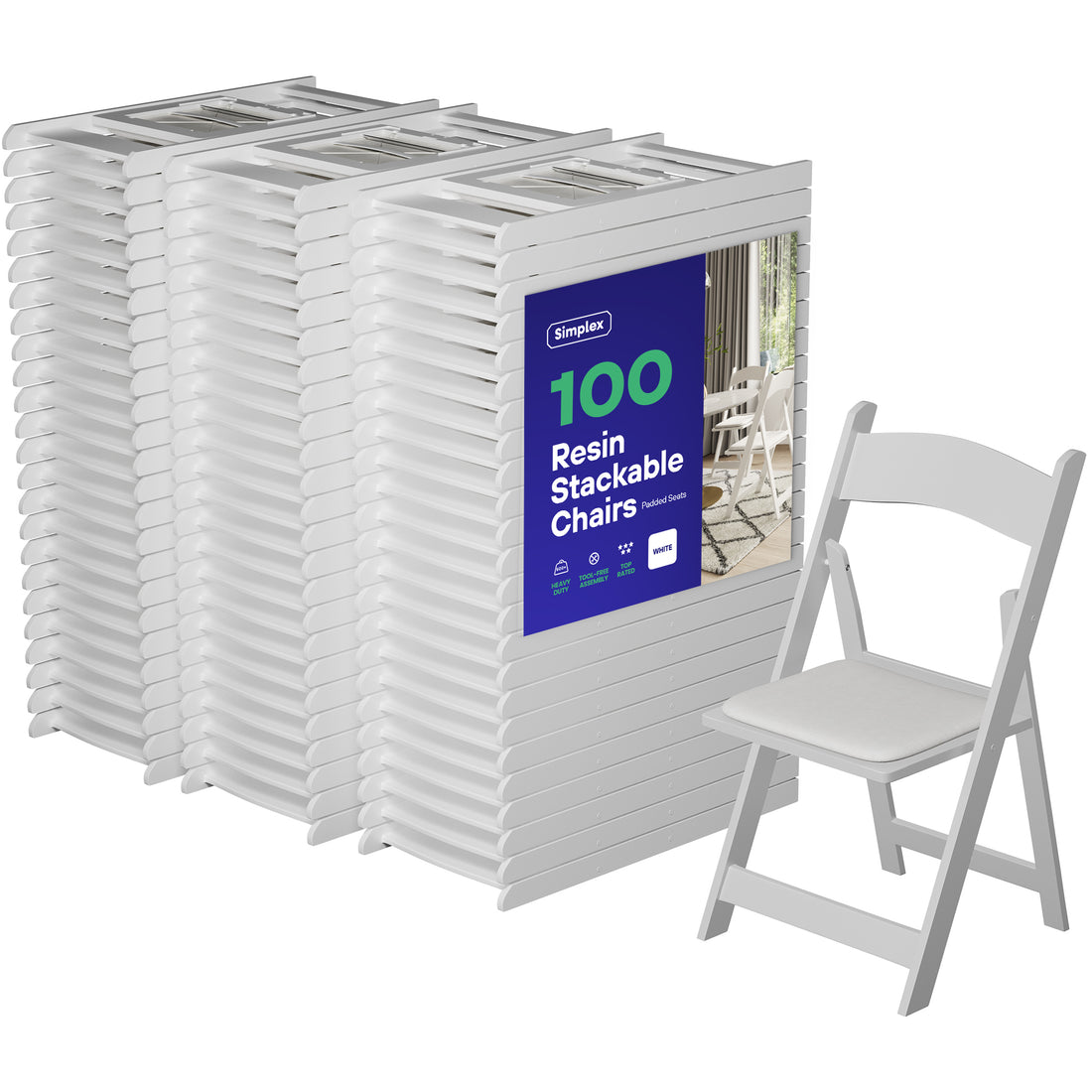 SIMPLEX White Resin Stackable Folding Chairs
