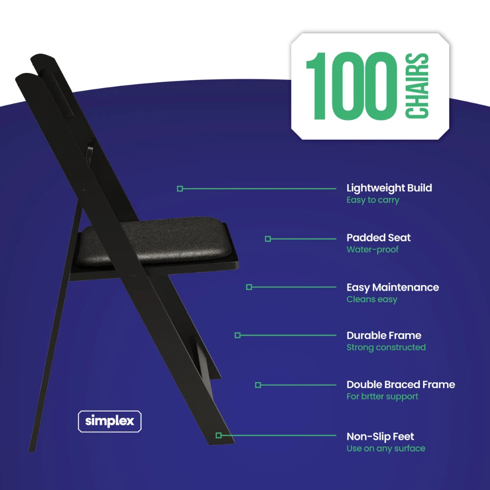 SIMPLEX Black Resin Stackable Folding Chairs