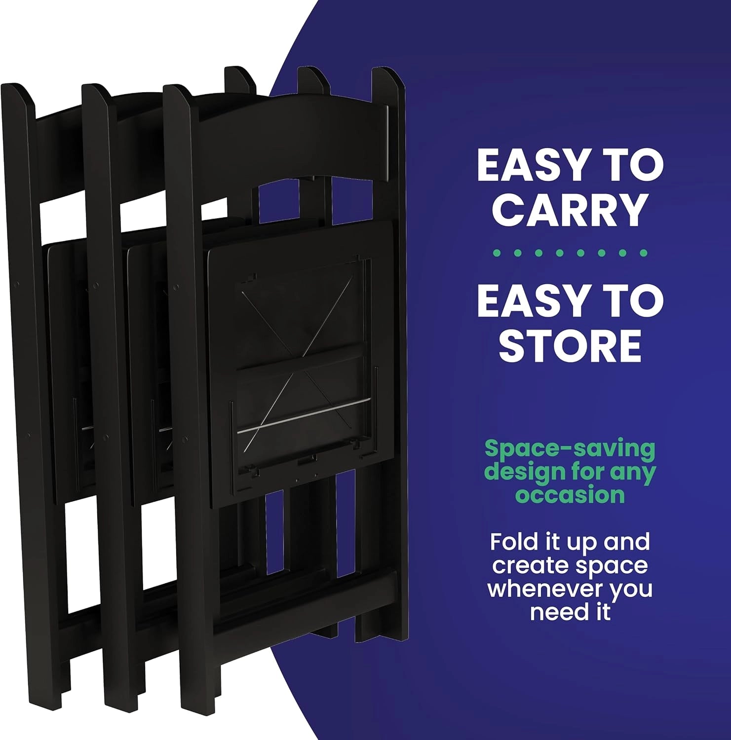 SIMPLEX Black Resin Stackable Folding Chairs