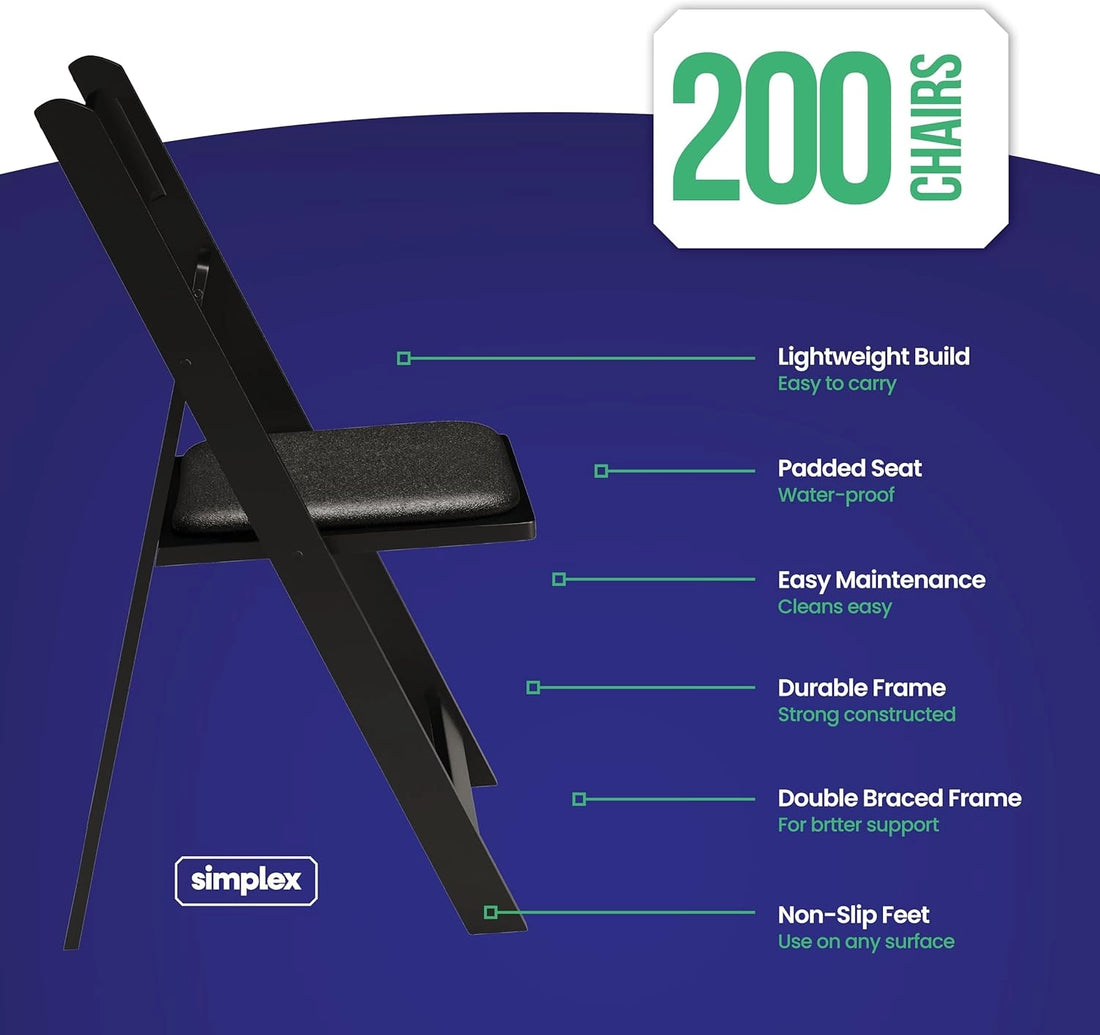 SIMPLEX Black Resin Stackable Folding Chairs