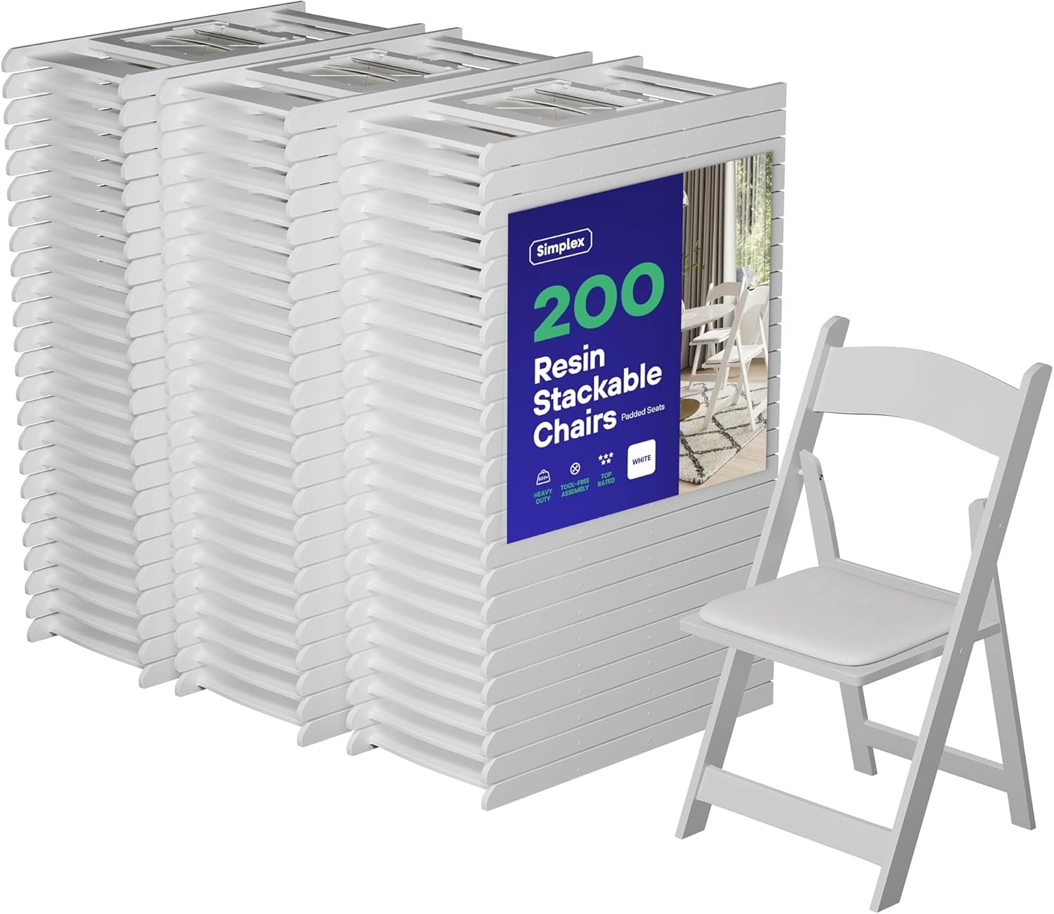 SIMPLEX White Resin Stackable Folding Chairs