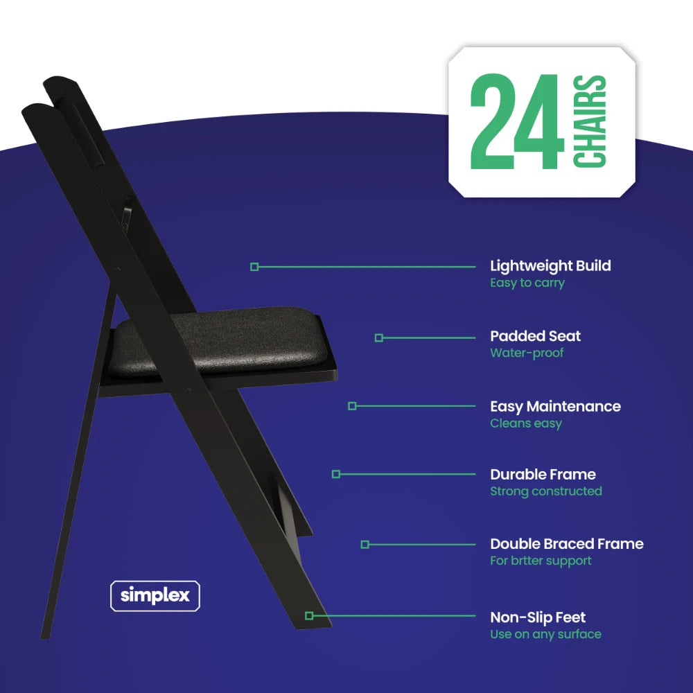 SIMPLEX Black Resin Stackable Folding Chairs