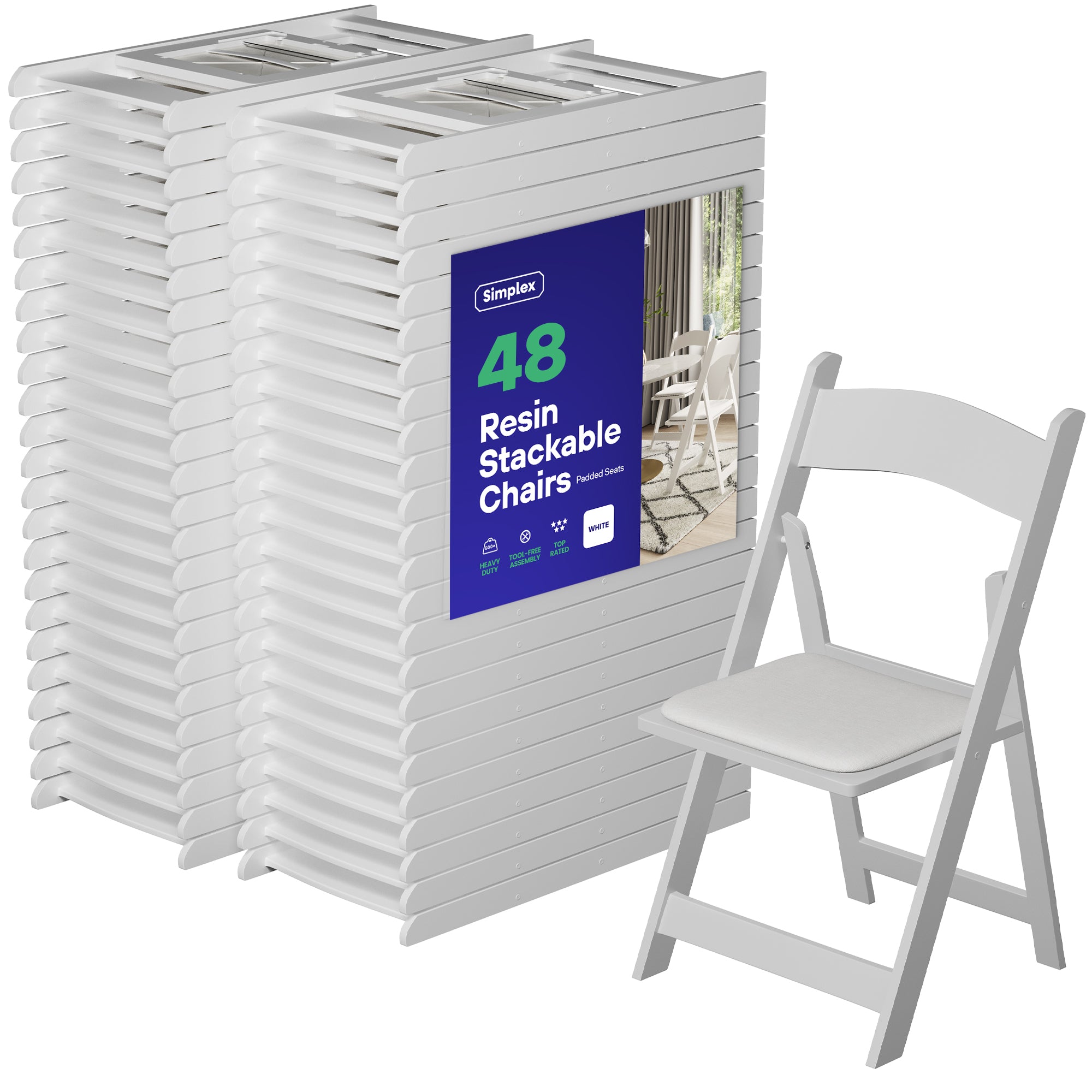 SIMPLEX White Resin Stackable Folding Chairs