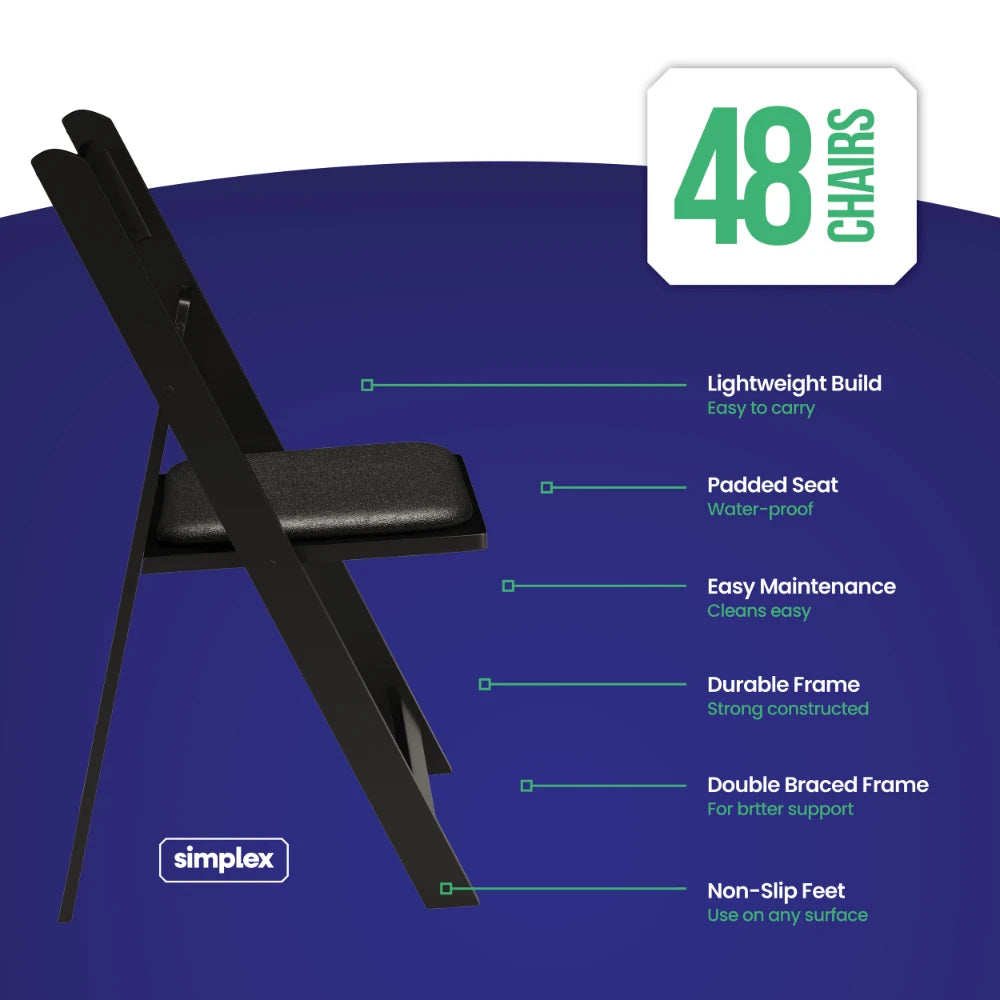 SIMPLEX Black Resin Stackable Folding Chairs