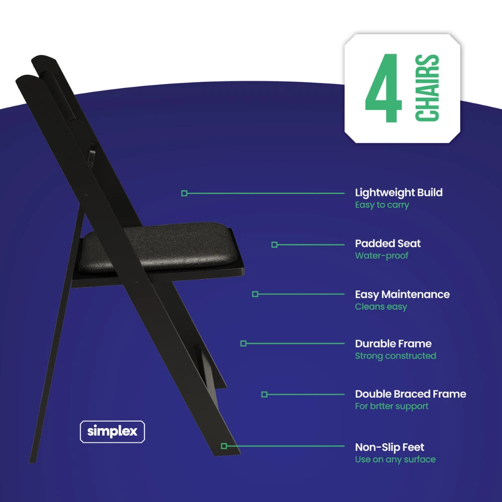 SIMPLEX Black Resin Stackable Folding Chairs