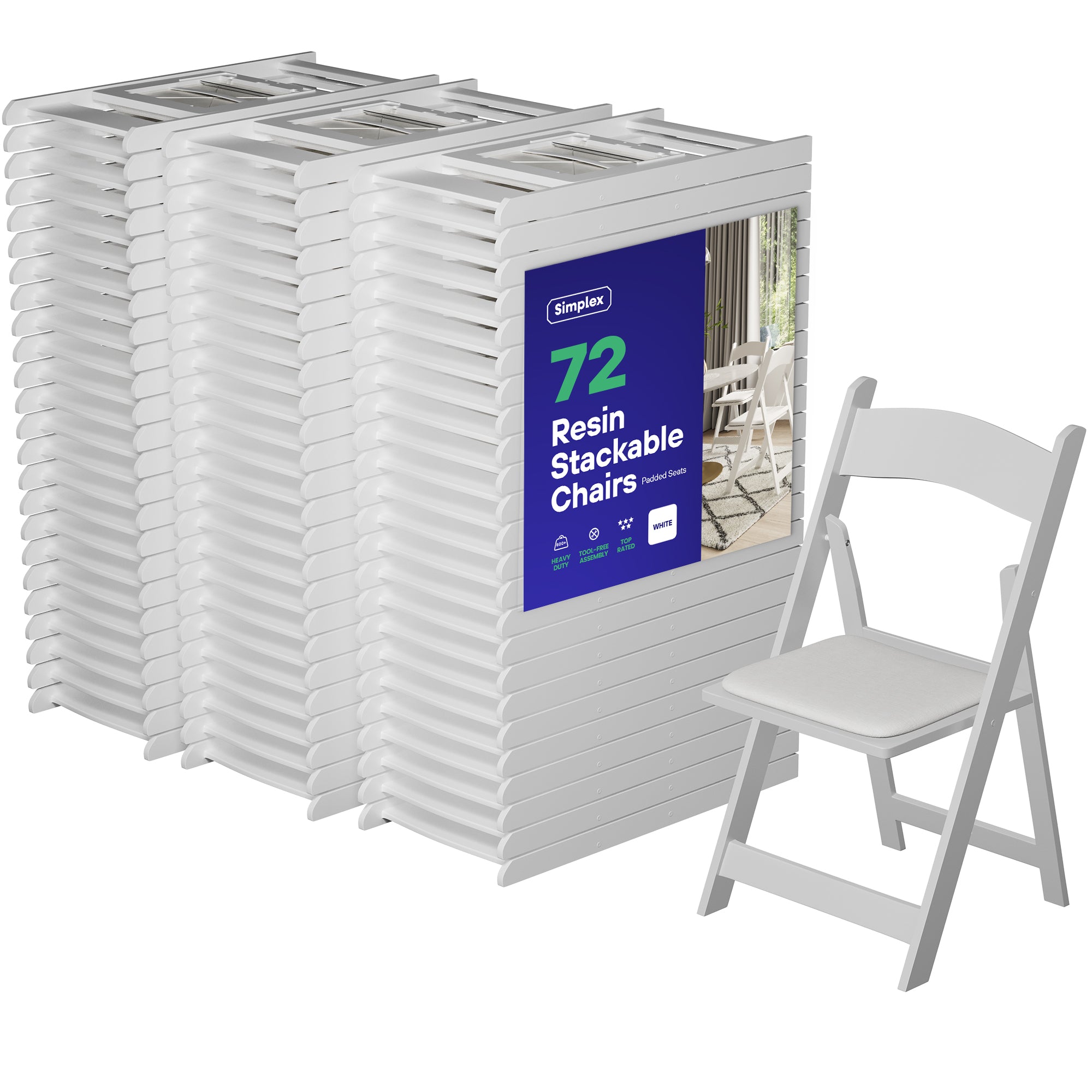 SIMPLEX White Resin Stackable Folding Chairs