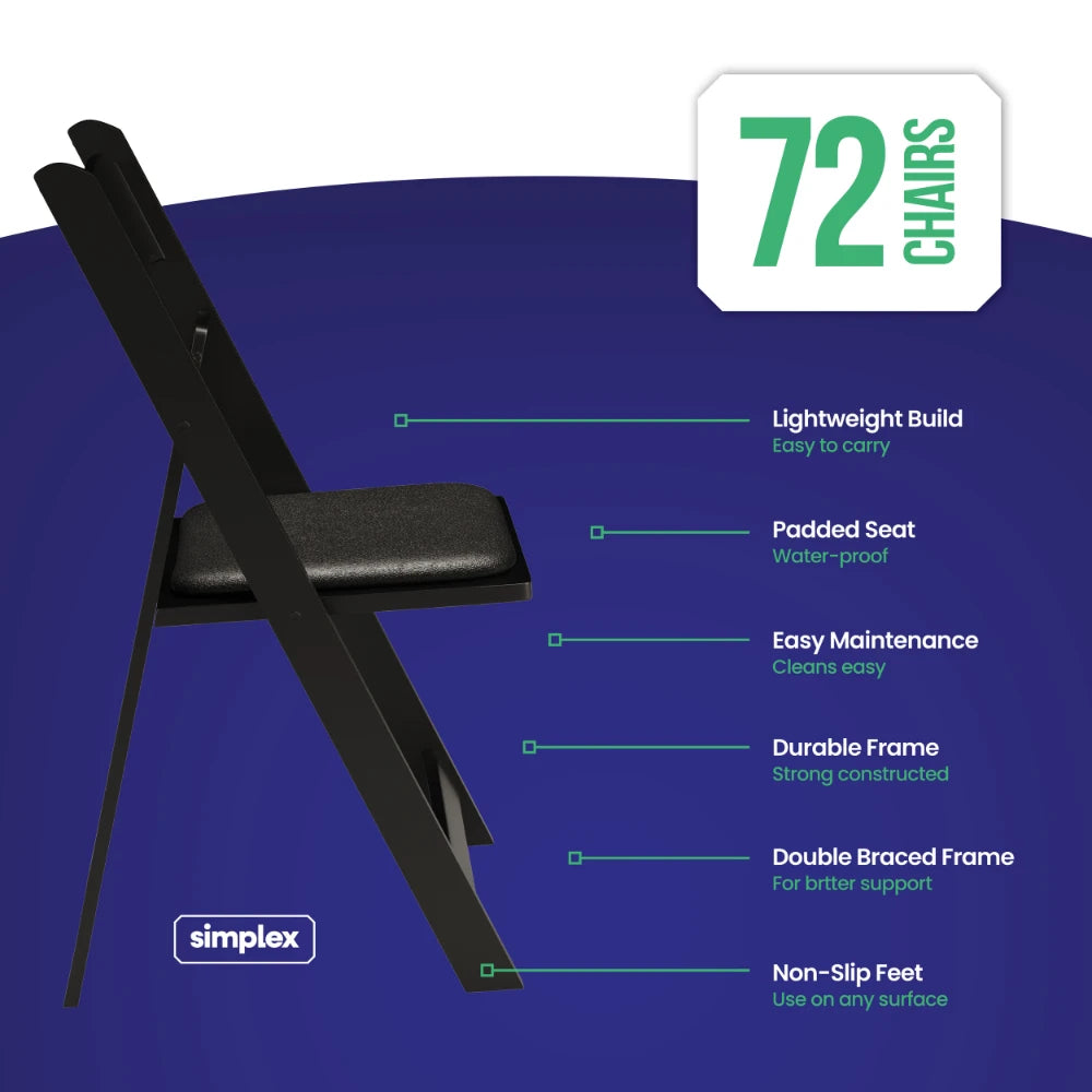 SIMPLEX Black Resin Stackable Folding Chairs