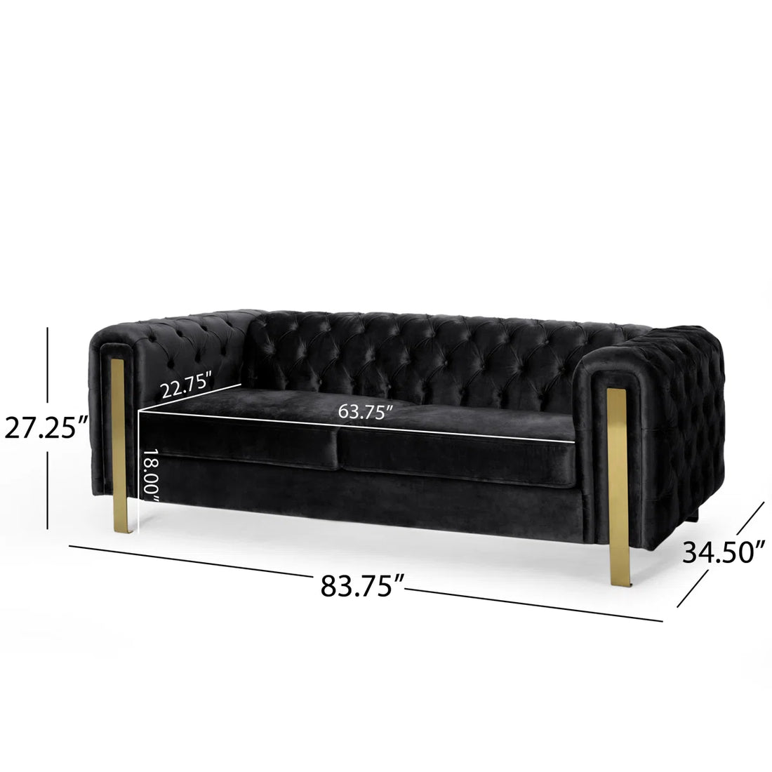 83.75" Velvet Arm Chesterfield Sofa,Modern Sofa,Comfortable Sofa,Accent Sofa