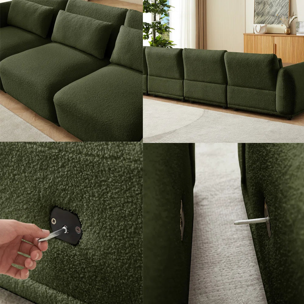 Ballyrobert 4 - Piece Upholstered Sectional Teddy Wool Modern Sectional Sofa 3 Seat L Shaped Convertible Modular Sectional Sofa with Reversible Ottoman
