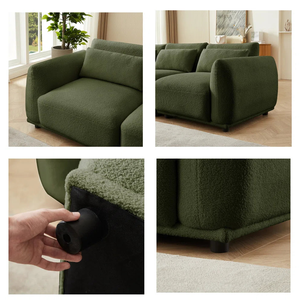 Ballyrobert 4 - Piece Upholstered Sectional Teddy Wool Modern Sectional Sofa 3 Seat L Shaped Convertible Modular Sectional Sofa with Reversible Ottoman