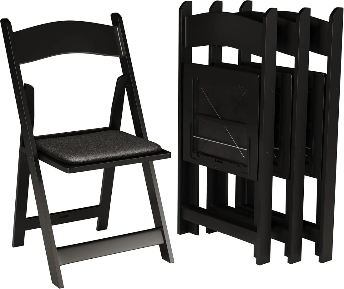 SIMPLEX Black Resin Stackable Folding Chairs