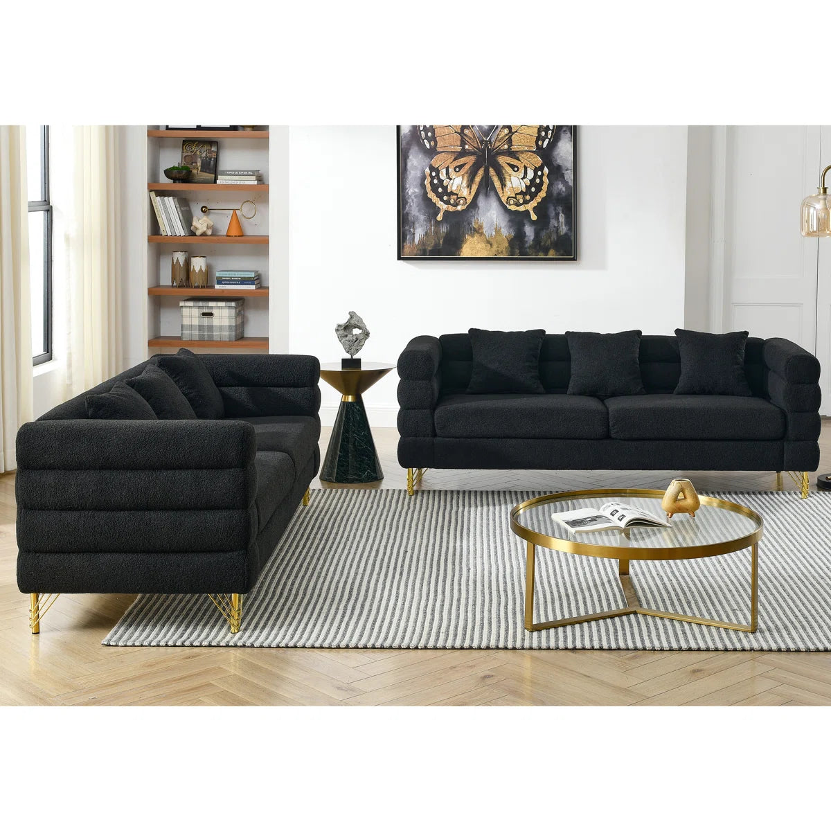Black 6 - Seat With Streamline Modern Curved Lines, Legs And Fast Delivery Option International Art Appeal, Dispatch