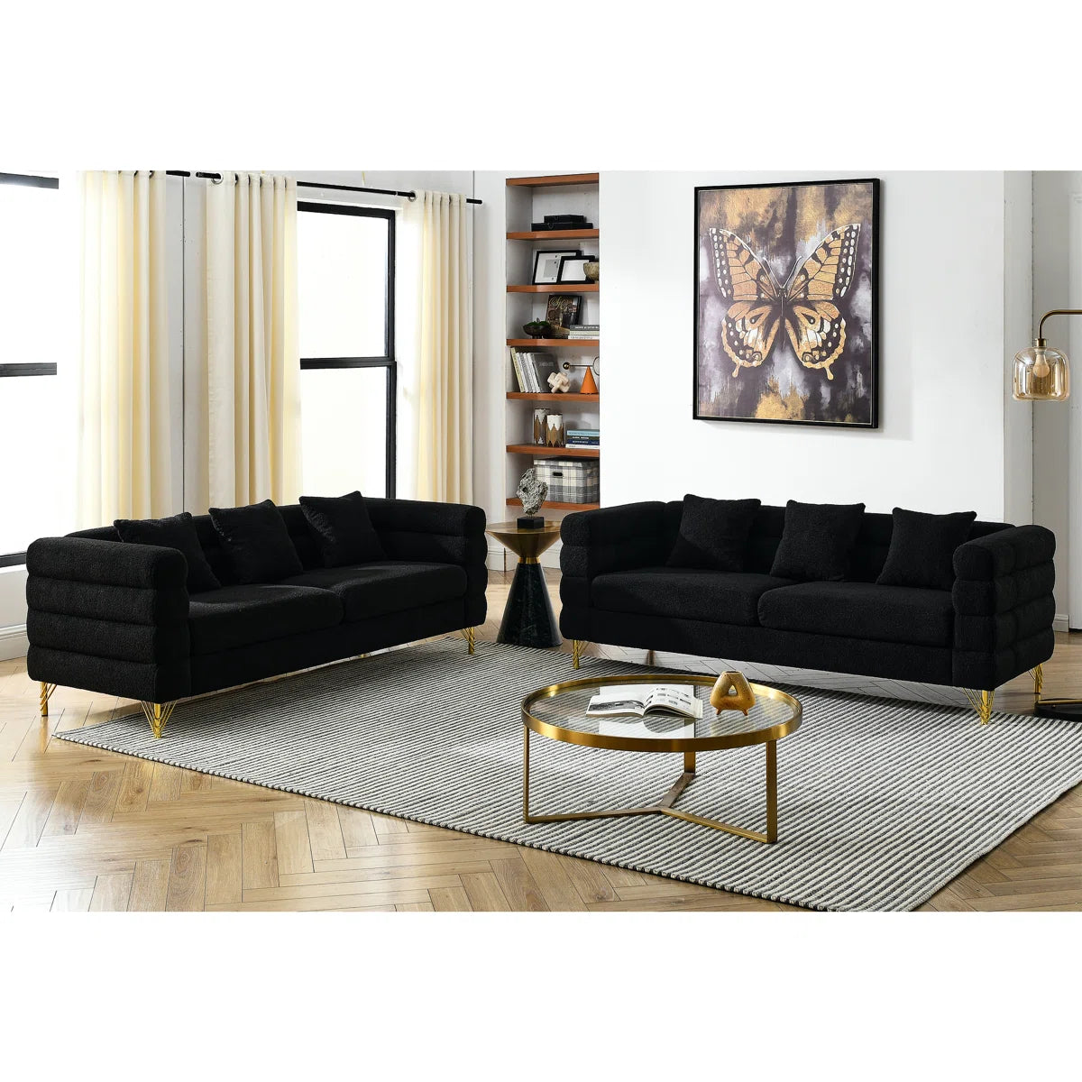 Black 6 - Seat With Streamline Modern Curved Lines, Legs And Fast Delivery Option International Art Appeal, Dispatch