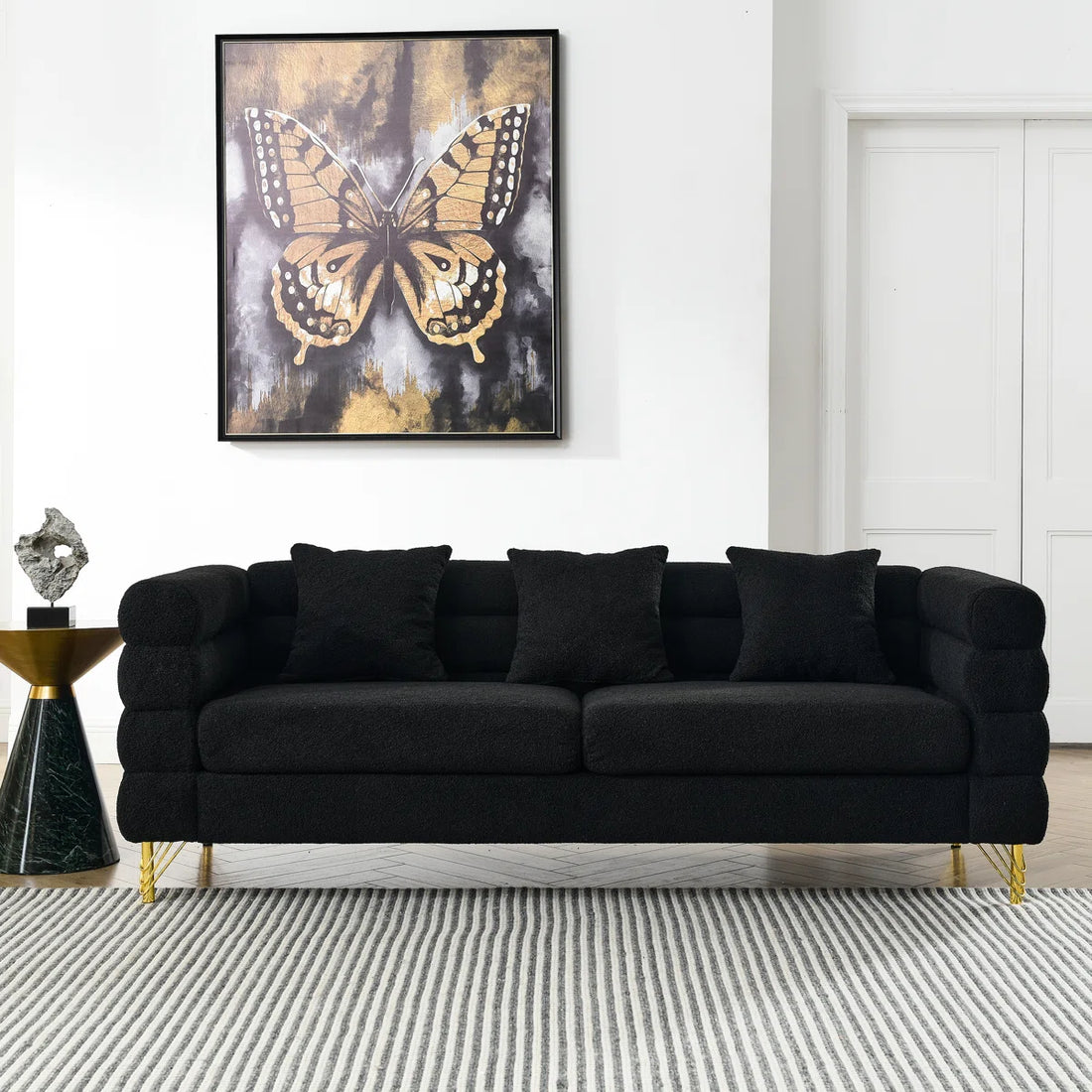 Black 6 - Seat With Streamline Modern Curved Lines, Legs And Fast Delivery Option International Art Appeal, Dispatch