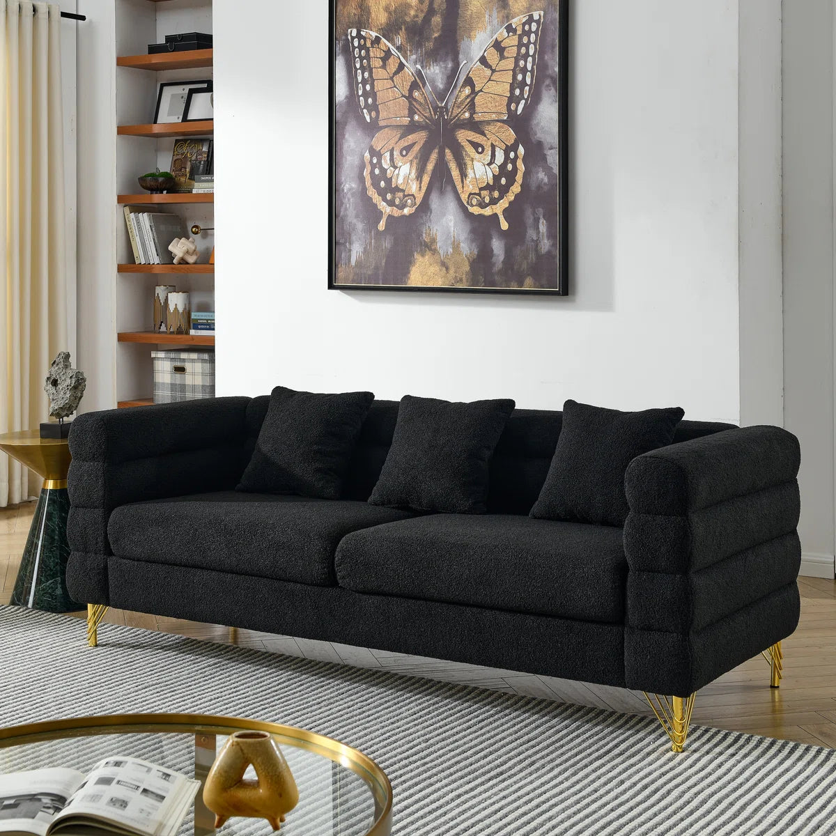 Black 6 - Seat With Streamline Modern Curved Lines, Legs And Fast Delivery Option International Art Appeal, Dispatch