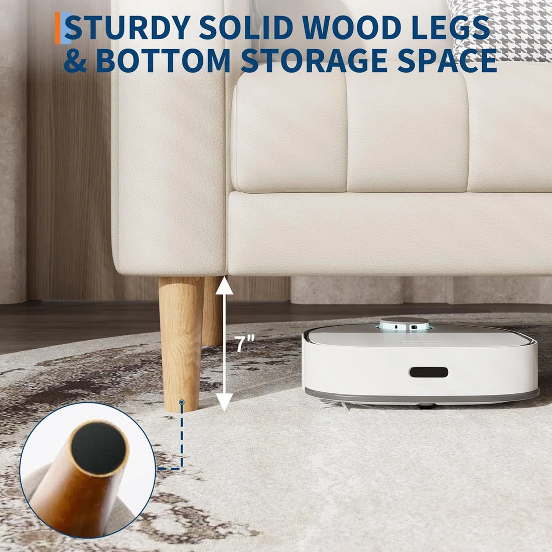 Faux Leather Sofa Couch, Modern 78" W Sofa with Deep Seats, 3 Seater Sofa Couch with 2 Throw Pillows and Wood Legs, Easy Assembly, for Living Room, Bedroom