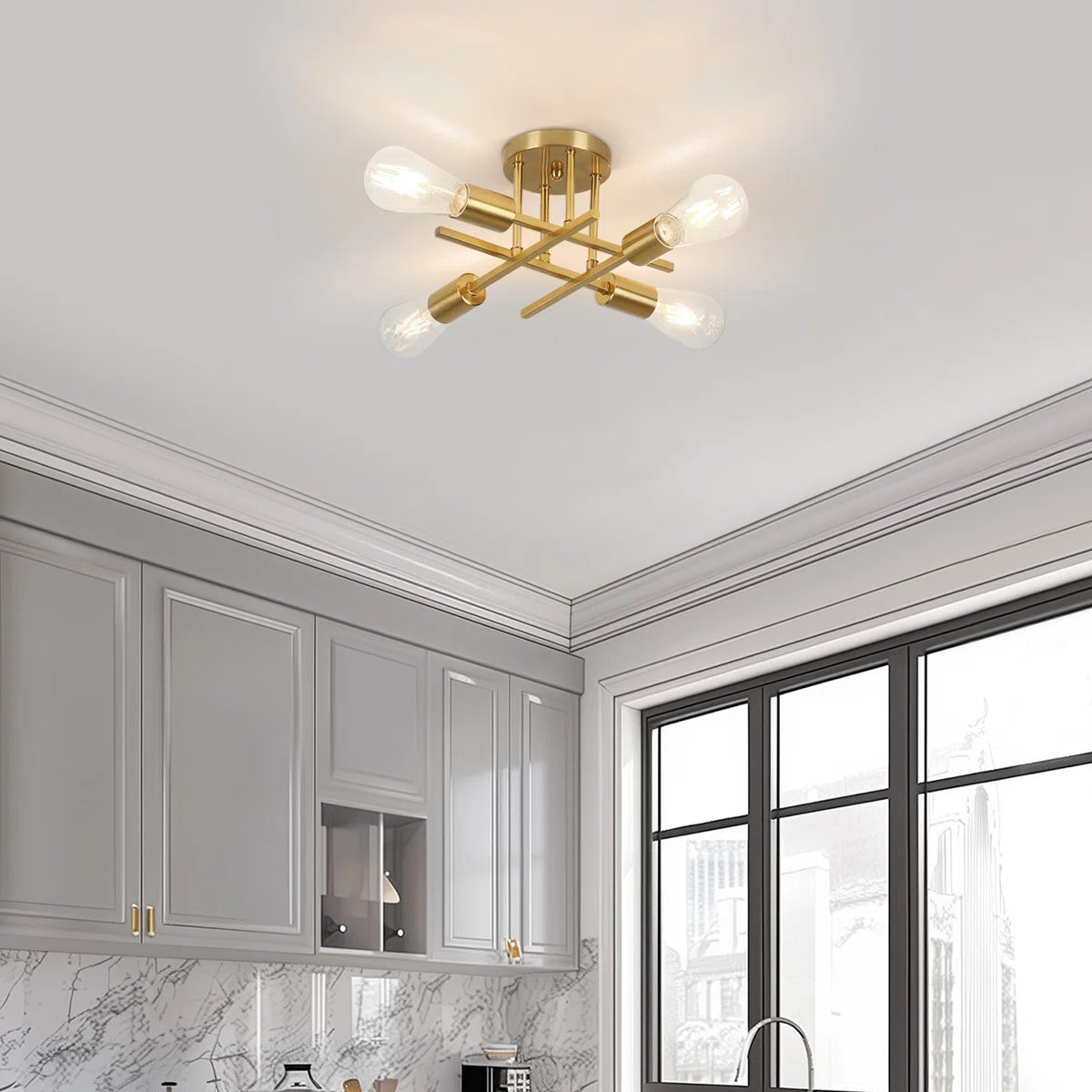 Hannah-Jayne 14.17'' Sputnik Modern Linear Flush Mount