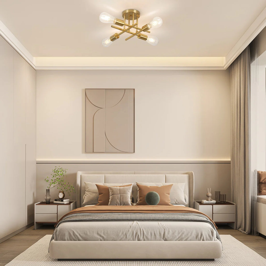 Hannah-Jayne 14.17'' Sputnik Modern Linear Flush Mount