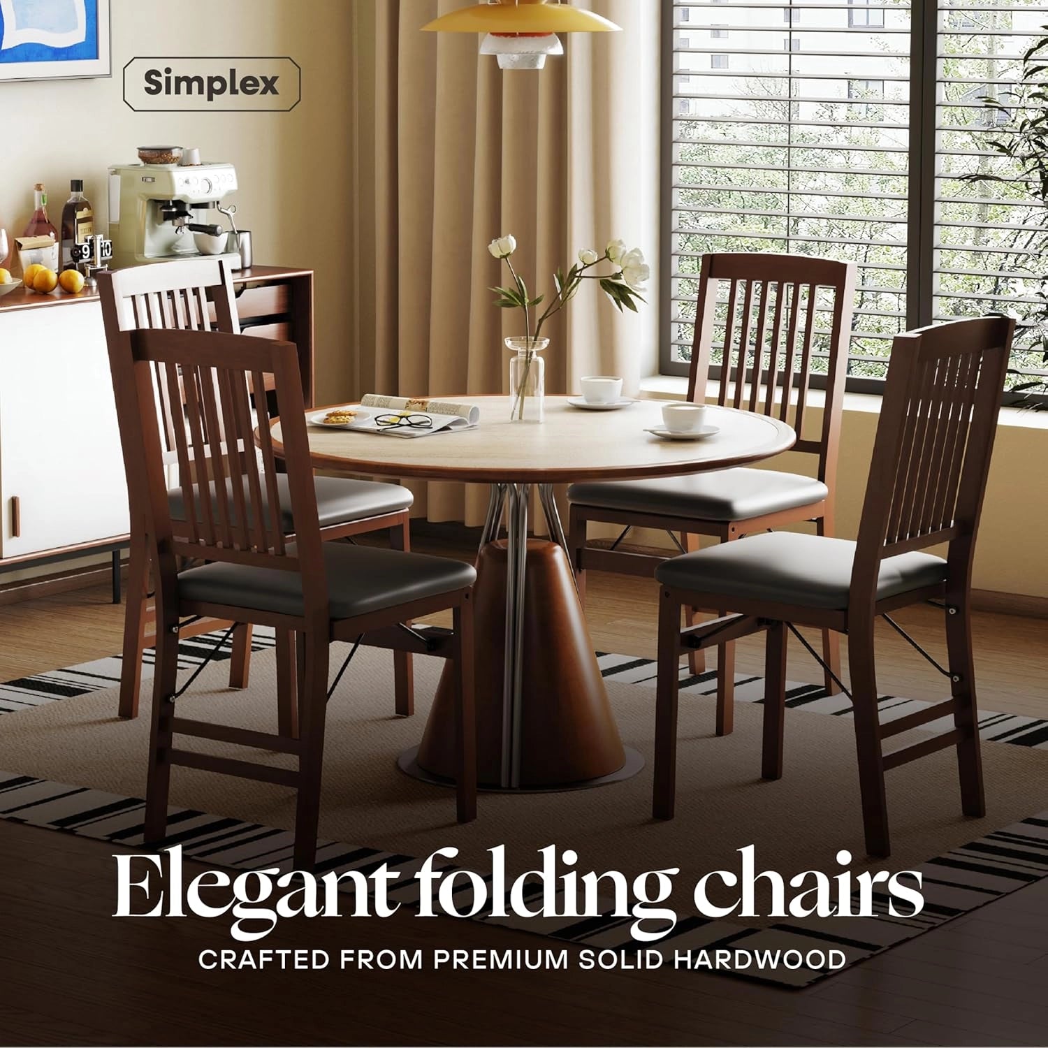 SIMPLEX Compact Folding Wood Dining Chairs (Set of 2)