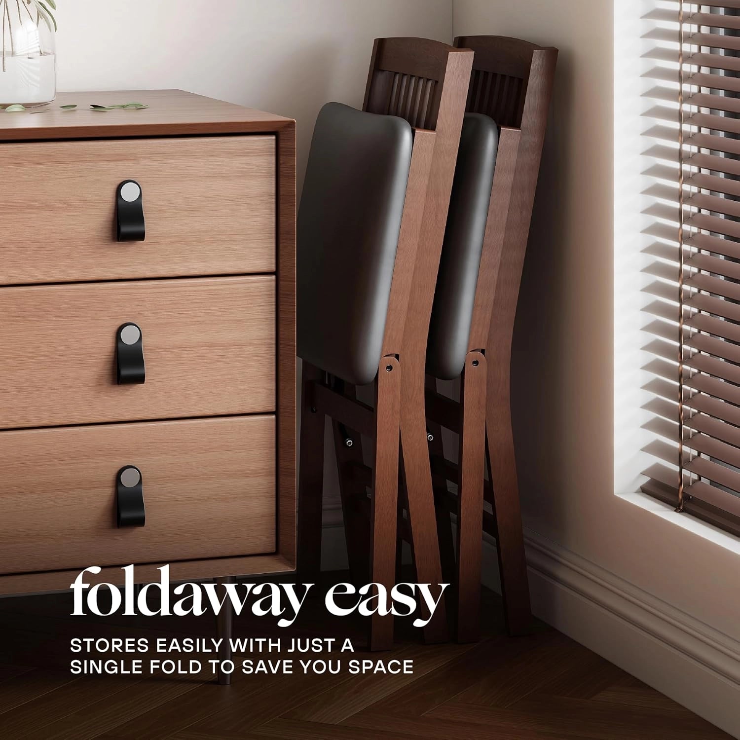 SIMPLEX Compact Folding Wood Dining Chairs (Set of 2)