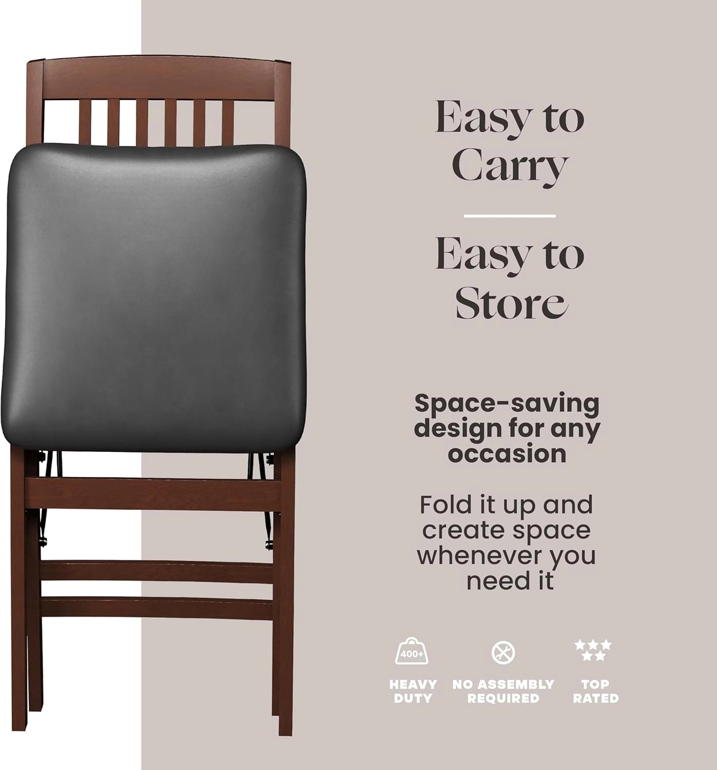 SIMPLEX Compact Folding Wood Dining Chairs (Set of 2)