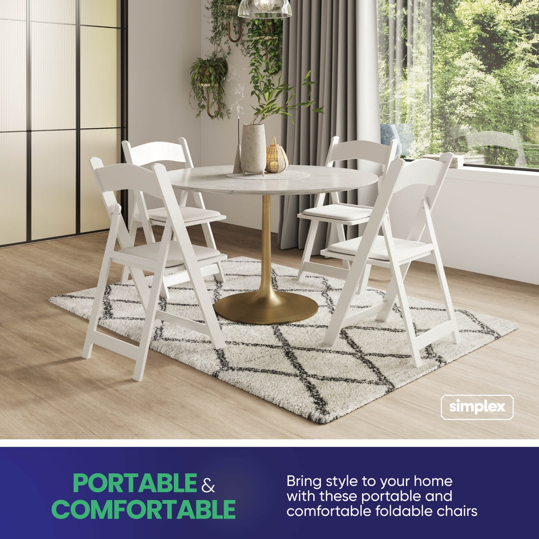 SIMPLEX White Resin Stackable Folding Chairs