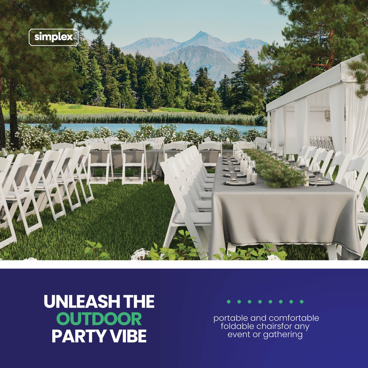 SIMPLEX White Resin Stackable Folding Chairs