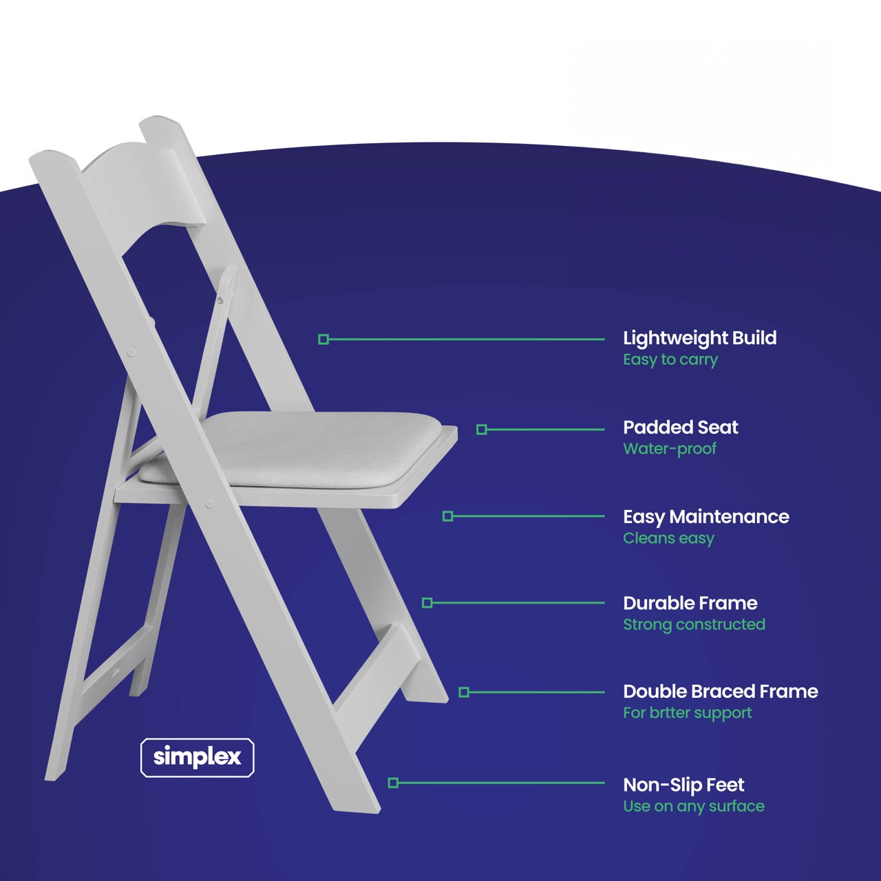 SIMPLEX White Resin Stackable Folding Chairs
