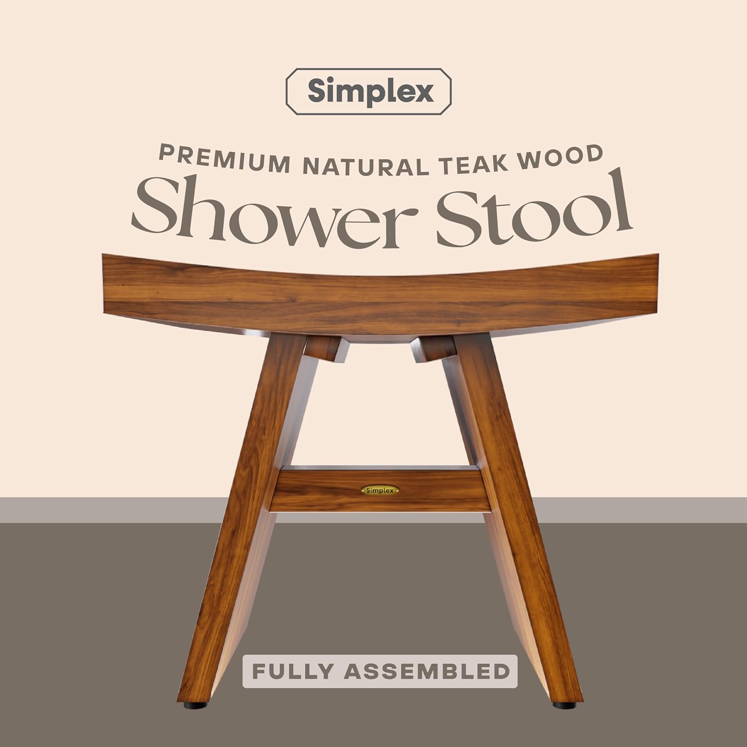 Teak Shower Bench 18” – Waterproof Shower Stool for Inside Shower