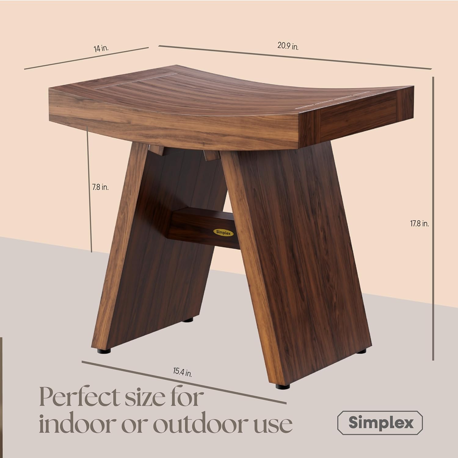 Teak Shower Bench 18” – Waterproof Shower Stool for Inside Shower