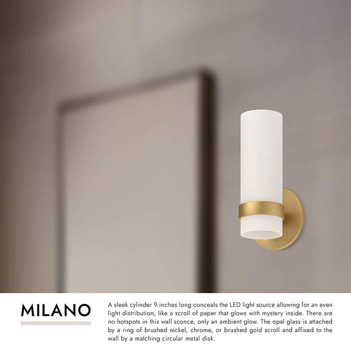 Kuzco Milano LED 9-in Brushed Gold Wall Sconce