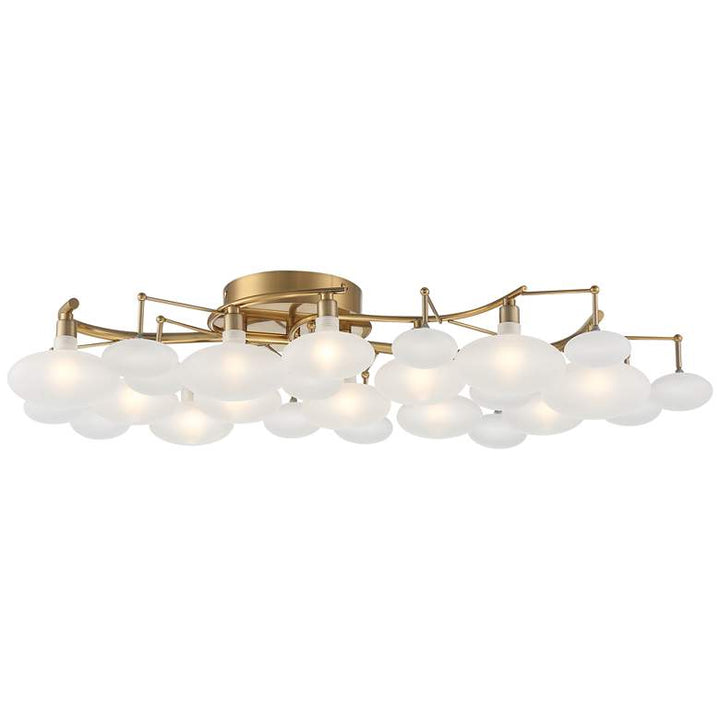 Possini Euro Lilypad 30 1/4" Warm Brass Frosted Glass Ceiling Light