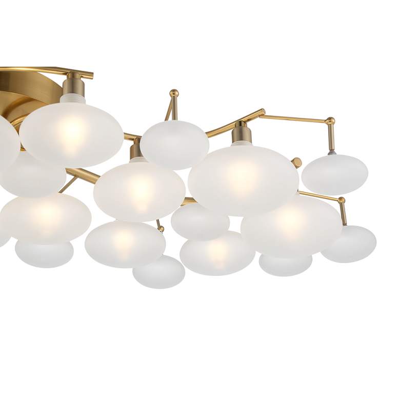 Possini Euro Lilypad 30 1/4" Warm Brass Frosted Glass Ceiling Light