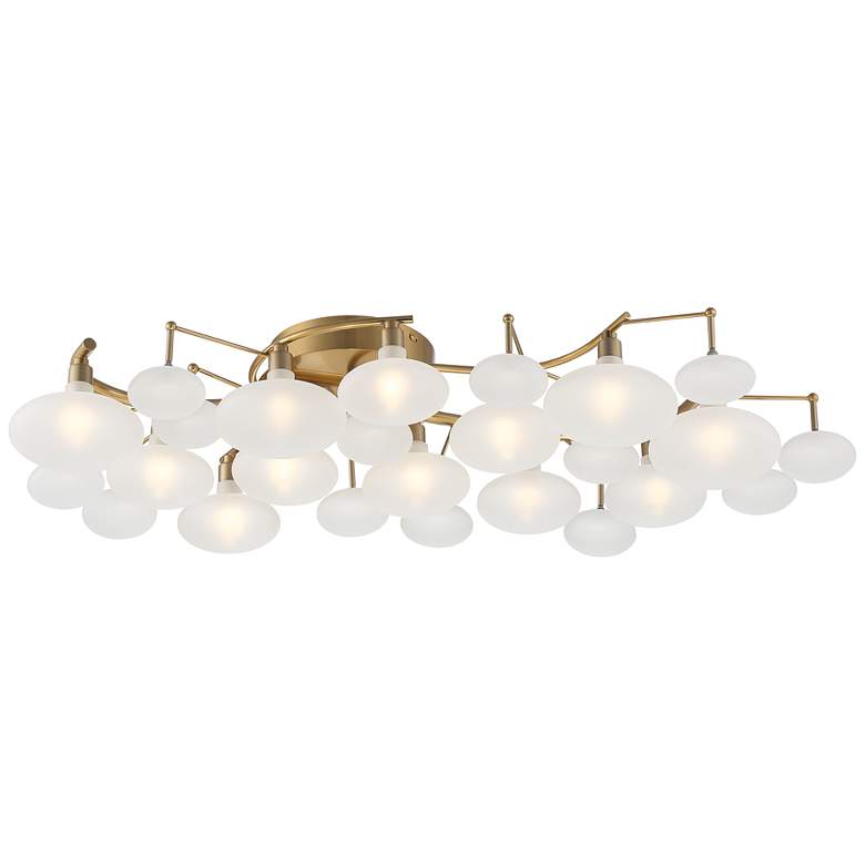 Possini Euro Lilypad 30 1/4" Warm Brass Frosted Glass Ceiling Light